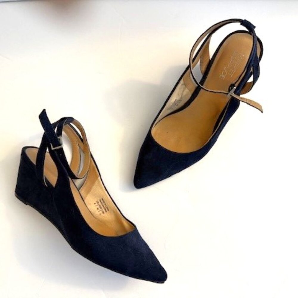 Navy Blue Kitten Wedge - Picture 2 of 7